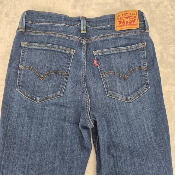 Levis 726 High Rise Flare Jeans Women 30 Dark Wash Blue Denim A3410-0005 Stretch - Picture 11 of 12